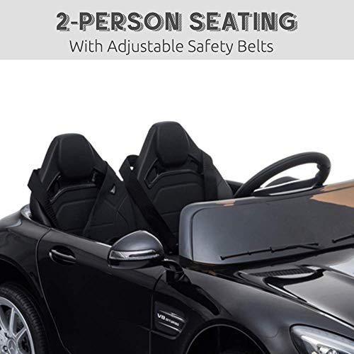 JOYBASE 12V Electric Ride On Car, Licensed Mercedes Benz Cars for Kids with Remote Control, LED Lights, Music Player, Adjustable Seat Belt, 3 Speed, Black