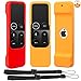 [2 Pack] Anti Slip Remote Protective Case Compatible for Apple TV 4K 4th Generation Siri Remote Controls - Pinowu Silicone Skidproof Shockproof Cover Skin for TV 4 4K Remote (Red + Orange)