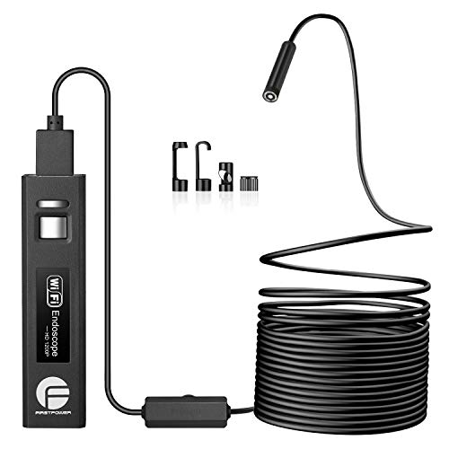 Wireless Endoscope,FirstPower 1200P Borescope Compatible with iPhone, Android Smartphone,2.0 MP HD with 8 LED,WiFi Borescope Inspection Camera,2.36inch Focal Distance Snake Camera 33FT
