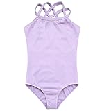 Arshiner Kids Girl's Double Strap Slim Solid Camisole Leotard (150(Age: 9-10Y), Purple)