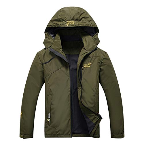 Aurorax Raincoats Waterproof Jacket Plus Size,Men Fall Parka,Long Hooded Coat Outwear Zipper Jacket (Army Green3, XL)