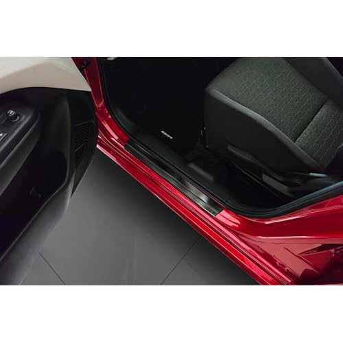 Protezioni battitacco inox nero compatibili con Suzuki Swift VI 2024- - 'Lines' - 4 pezzi