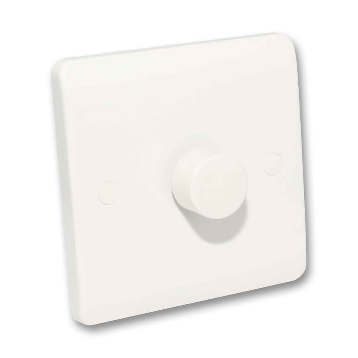 Lowenergie LED Dimmer Switch Light Switch for Dimmable Low Load Lighting Faceplate 3W to 250W 240V (SINGLE, WHITE PLASTIC)