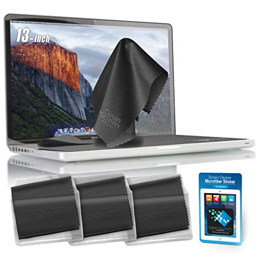 Clean Screen Wizard Microfiber Keyboard Covers Cloths, Screen Protector Cleaner Kit, and Sticker Screen Cleaning for MacBook Pro 13, MacBook Air 13, 13in Laptops, Bundle 4 Pack, Grey