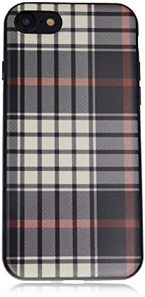 iPhone 8 Case,iPhone 7 Case，Retro Plaid Pattern Phone Case Fashion England Grid Back Cover ,free Protective film-white
