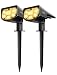 LITOM 12 LED Solar Landscape Spotlights, IP67 Waterproof Solar Powered Wall Lights 2-in-1 Wireless Outdoor Solar Landscaping Light for Yard Garden Driveway Porch Walkway Pool Patio 2 Pack Warm White primary