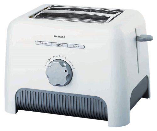 Havells Precise 870-Watt Stainless Steel Pop-up Toaster (White)