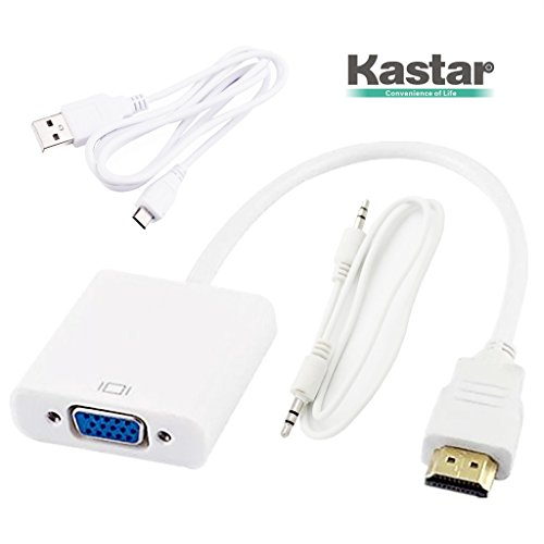 [Fully Decoded] Kastar New Dock Connector HDMI-VGA, 1080p HDMI Male to VGA Female Video Converter Adapter Cable with Micro-USB Cable and Audio Cable for PC, TV, Laptops, Cameras, Camcorders, Tablets, Monitors, projectors, DVD Players and Other HDMI Devices