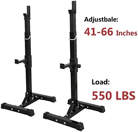 Pair Adjustable Rack Sturdy Steel Squat Barbell Free Bench Press Stands Gym