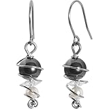Swirl Solid Titanium Earrings Created with Swarovski Crystals