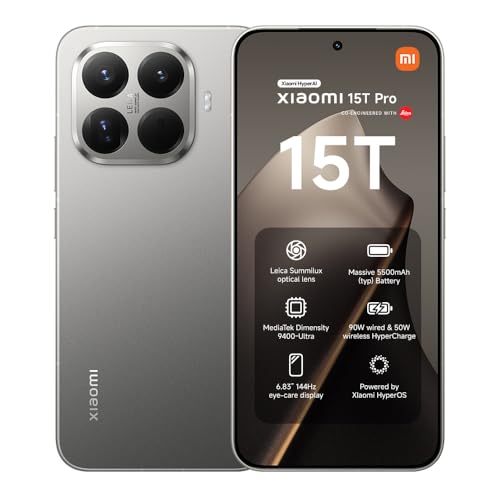 XIAOMI 15T Pro Smartphone 12+512GB, 5500mAh Akku, 50MP Teleobjektiv, Titan