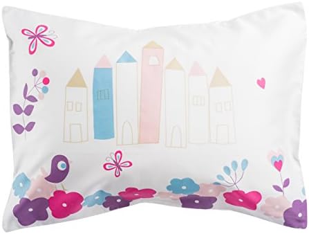 Toddler Pillowcase 100% Cotton Sateen Toddler Pillow Case, Covers 13"x18" or 14"x19", Toddler Baby Travel Pillows Naturally Hypoallergenic-Kids Travel Pillowcase Envelope Style Cases 400 TC (Houses)