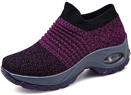Womens Running Shoes Gym Trainers Ladies Sports Shock Absorbing Walking Sneakers Low-Top Air Mesh Lightweight Breathable Black Grey Purple UK 2-8