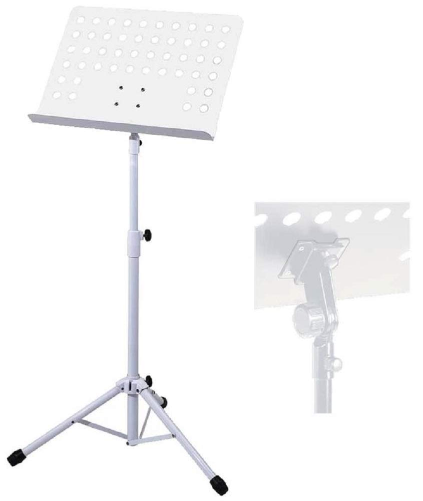 BSX Music Stand Height 68 x 118 cm with 48.5 x 34 cm Rack White