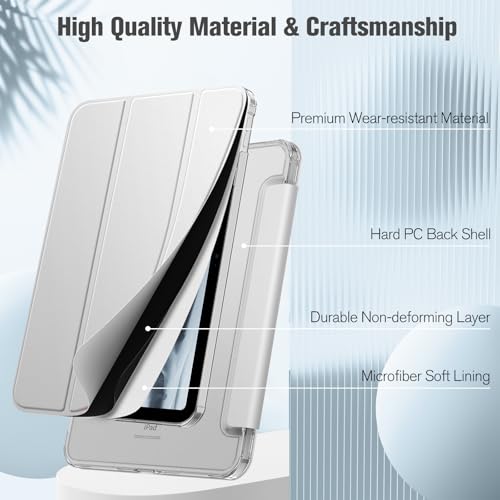 FINTIE Case for iPad A16 11th Gen 11 Inch 2025 and 10th Gen 10.9 Inch 2022 | Ultra Slim, Frosted Coloured Back Shell, Fold-back Stand, Auto Wake Sleep, for School or Office, Silver