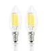 Lamsky E14 LED Filament Candle Shape Light Bulb,E14 European Base Bulb,Warm White 2700K 600LM 60W Equivalent,C35 Clear Glass Torpedo Shape Bullet Top,No-Dimmable (2-Pack)