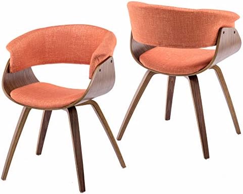 YEEFY Kitchen Chairs Walnut Wood Set of 2 Bent Wood Dining Chairs (Orange)
