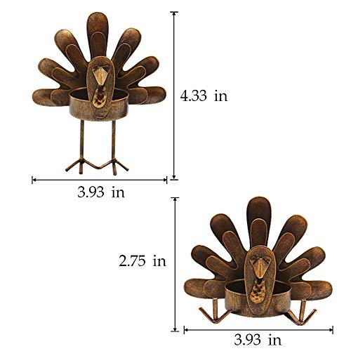 FORUP 6 Pack Metal Turkey Tea Light Candle Holders, Thanksgiving
