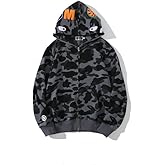 RICK TOP ONE Camouflage shark jacket men's fall and winter cardigan zipper embroidery hooded sweater large size couple models