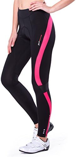 Women's 4D Padded Cycling Tights Long Bicycle Pants Ourdoor Clothes Bike Wear (S 25"-31", Rose red)