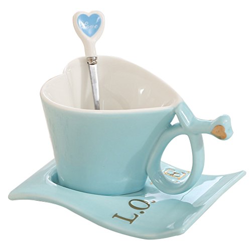 Love heart shape tea milk coffee water ceramic cup set …