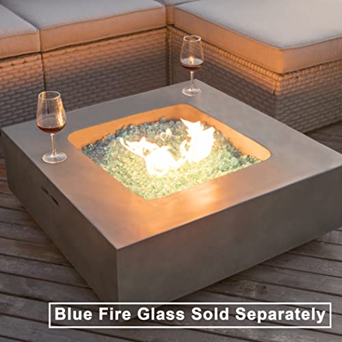 COSIEST Outdoor Propane Fire Pit Coffee Table w Square Faux Stone 35