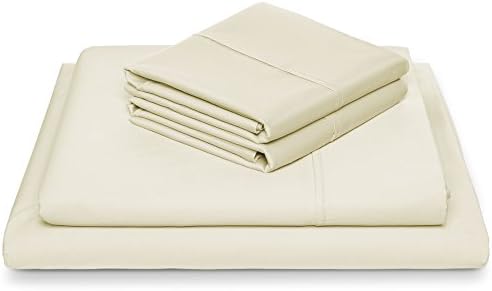 Luxomere 100% Cotton Bed Sheet Set – ULTRA SOFT 600 Thread Count Sateen Luxury Hotel Quality Bedding - 4 Piece Wrinkle &amp; Fade Resistant Bedspreads (King, Ivory)