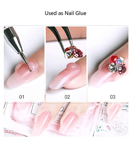 3 Colors Poly Gel Nail Kit, Clear Nude Quick Nail Extension Gel Kit Nail Enhancement Builder Gel Acrylic Nail Art Kit (15ml/pcs)
