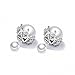 Jwoolw Double Sided Front Back Peek A Boo Ball Faux Pearl Beads Womens Fashion Elegant Tribal Stud Earrings (Silver 1)