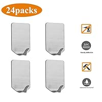 MOKARO Towel Hooks Heavy Duty Stainless Steel, Metal Wateroof Bathroom Hooks,24-Hooks,Rectangle