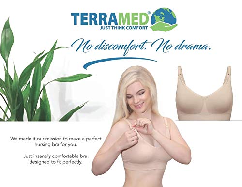 Terramed Bamboo Silk Seamless Nursing Bra Padded Maternity Bra Pregnancy Breastfeeding (Nude, Medium)