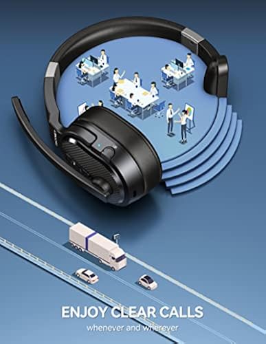 thumbnail image 2 of Wireless Bluetooth 5.2 Headset With Noise Cancelling Mic - 55Hr Battery, USB Adapter For PC/Laptop/Zoom/Calls 2 of 14