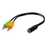 Conwork 2-Pack 3.5mm Female to 2 Male 4-Pin to 2x 3-Pin 3.5mm Headset Splitter Gold Plated Headphone Mic Audio Y Splitter