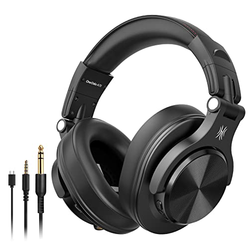 Casque Bluetooth 50 Heures D’Autonomie Oneodio A70 Casque Audio Sans Fil Avec Microphone Antibruit Cvc 8.0, Casque Studio, Casque Monitoring, Compatible Smartphone Tablette PC Piano Guitare Amp (Noir)