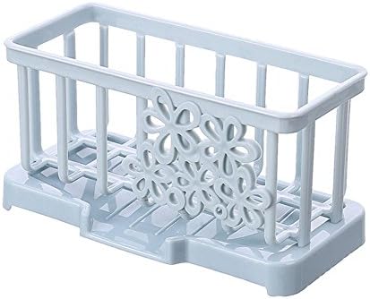 Sponge Holder for Single and Double Sink, SAM4SUN Sink Caddy Brush Soap Drainer Rack with Latest Base Design (Light blue)