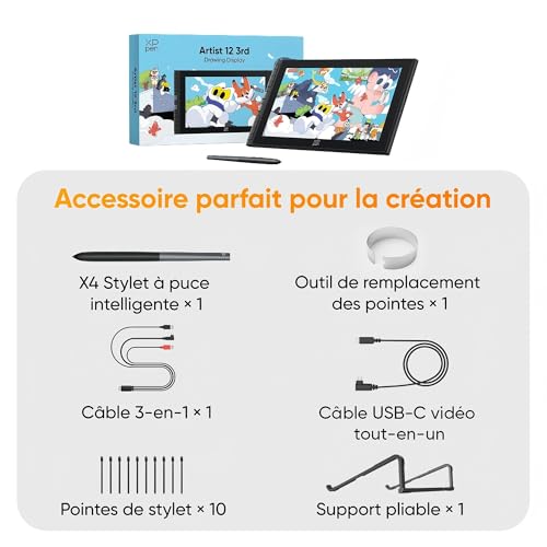 XPPen Artist 12 3rd (2025 Edition) Graphic Drawing Tablet with 12 Inch Screen, X4 Precise Stylus Pen, 2 X-Dial Wheels, 8 Shortcuts, Stand Supplied, Perfect for Nomadic Creatives