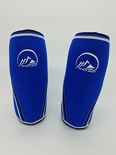 PRESERVE HEALTH THICK 7MM NEOPRENE COMPRESSION KNEE SLEEVES FOR WEIGHTLIFTING, SQUATTING, POWERLIFTING, CROSSFIT, BOX JUMPS &amp; GYM WORKOUTS (BLUE, X-LARGE)