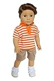 Brittany's My Orange N' Khaki Boys Outfit Compatible with American Girl Boy Dolls- 18 Inch Boy Doll Clothes