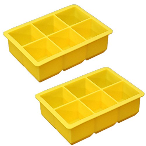 7Lana Perfect Ice Cube Multipurpose Trays - Perfect for Ice, Jello, Jello Shots, Baby Food, Popsicles, Cake Pops - Set of 2, Yellow