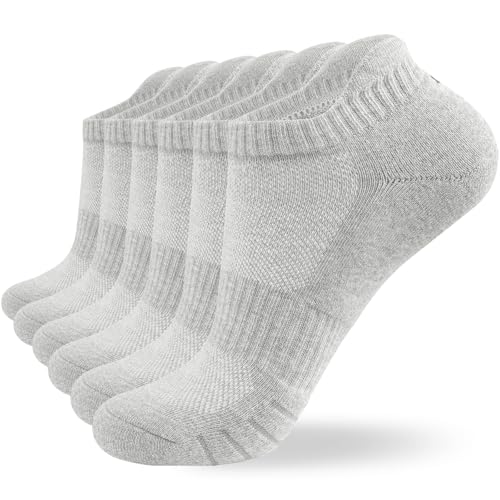 Coskefy 6 Paar Sneaker Socken Herren Damen Baumwolle Sportsocken Kurz Laufsocken Running Socken Knöchelsocken Schwarz Weiß Grau Atmungsaktiv