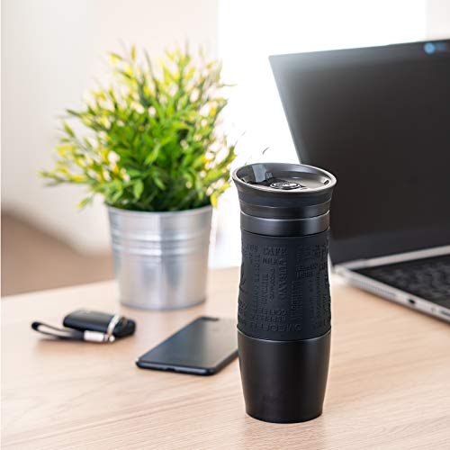 WELLGRO Thermobecher 400 ml + 1 Extradeckel - Edelstahl rostfrei - Silikon Soft-Touch Griffstück - BPA-frei… – Bild 7