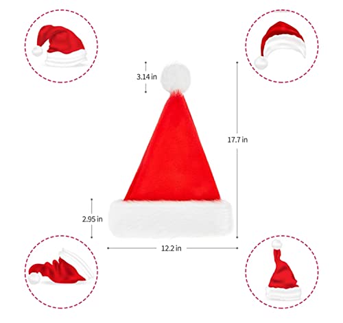AININUOY 2 Pack Christmas Hats,Adults Large Size Santa Hat,Double Sided Velvet,Classic Style Hats for Christmas Parties