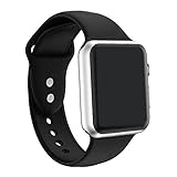 ic6Space Apple Watch Band, Premium Soft Silicone Sports Replacement Strap for Apple Watch (Black, 38mm-s/m)