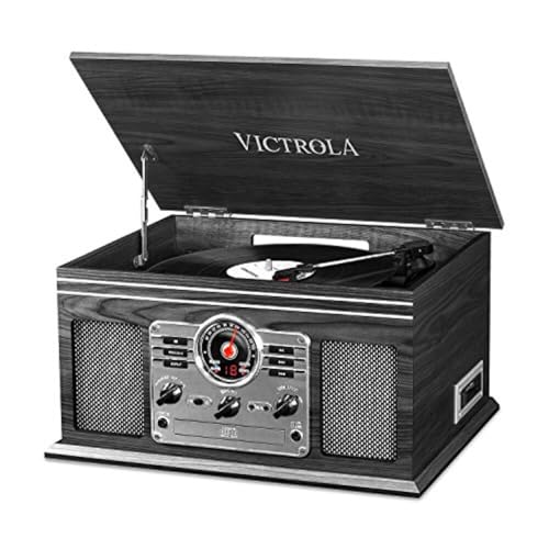 Victrola VTA-200B-GRY 6 in 1 Music Center Bluetooth CD 3 Speed Plattenspieler AM FM Grau