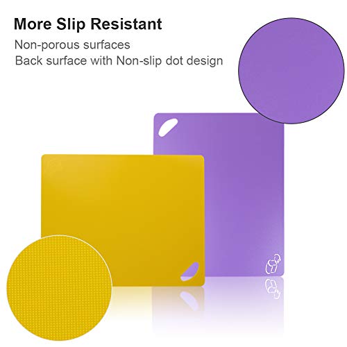 Flexible Cutting Board, Chopping Mat Color Coded With Food Icons Easy-Grip Handles Non-Slip Dotted Texture BPA-Free Food Cutting Mat Set For Kitchen Bar RV - Set Of 6
