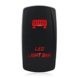 WATERWICH 5 Pin Led Light Bar illuminated Rocker Toggle Switch Waterproof DC 20A 12V/10A 24V Black Shell/ON-OFF SPST Rocker Switch For Auto Truck Boat Marine RV (Led Light Bar Switch Red)