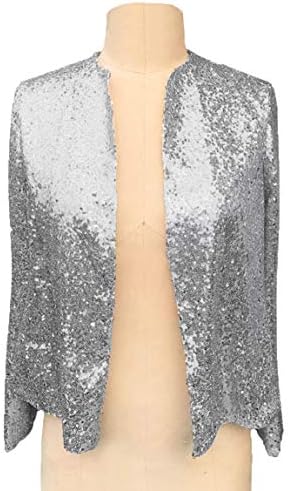 The Peachess 2018 New Fashion Women Jacket Suit Long Sleeve Bling Sequins Elegant Solid Coat Plus Size