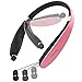 Wireless Headphones Bluetooth, MOSCHE Bluetooth 4.1 Wireless Stereo Headsets with Retractable Earbuds with Mic for Cell Phone (Pink)
