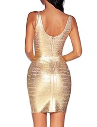 Señora Uniq Mujer V Cuello vendaje vestido correa laminado vestidos Club