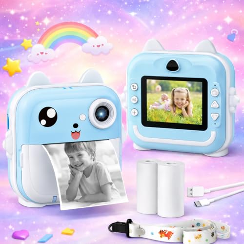 Câmera Infantil Digital Instantânea com Impressão Térmica (Azul)